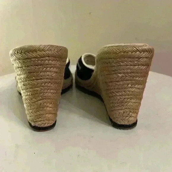 Tommy Hilfiger Medallion Espadrille Wedge Sandal Navy and White Bow Detail - Picture 7 of 11